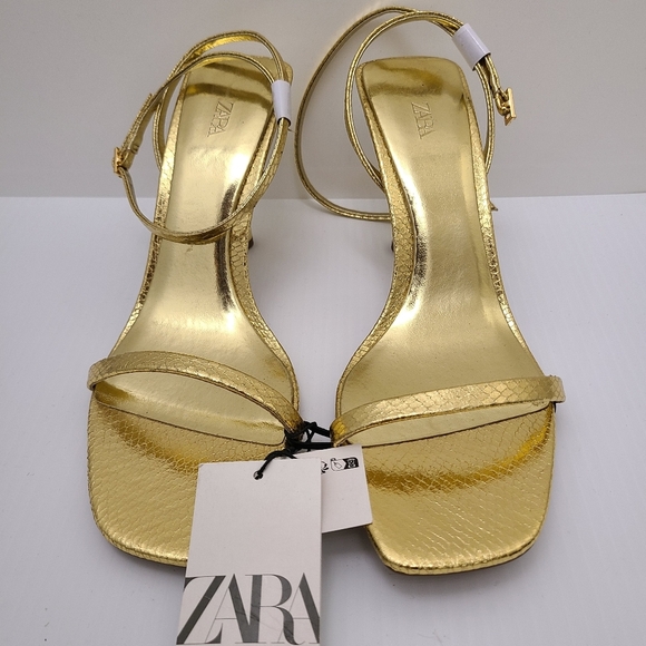 ZARA METALLIC HIGH-HEEL SANDALS SIZE 8US Gold | 2318/110 - Picture 5 of 9